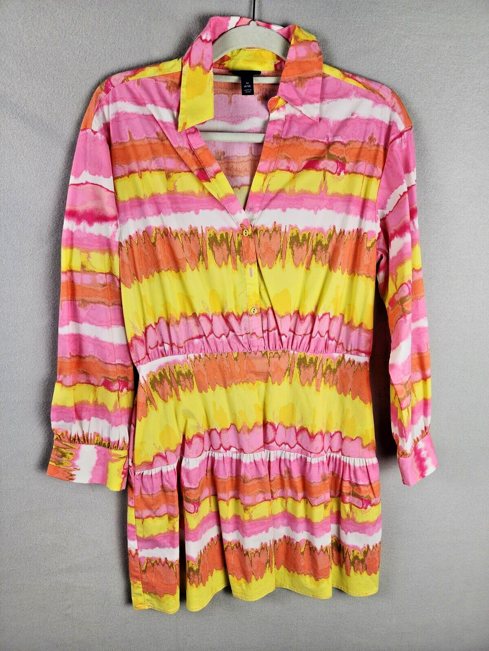 Scoop Multicolor Long Sleeve Tunic - Tie Dye - Size 8 - Elastic Waist